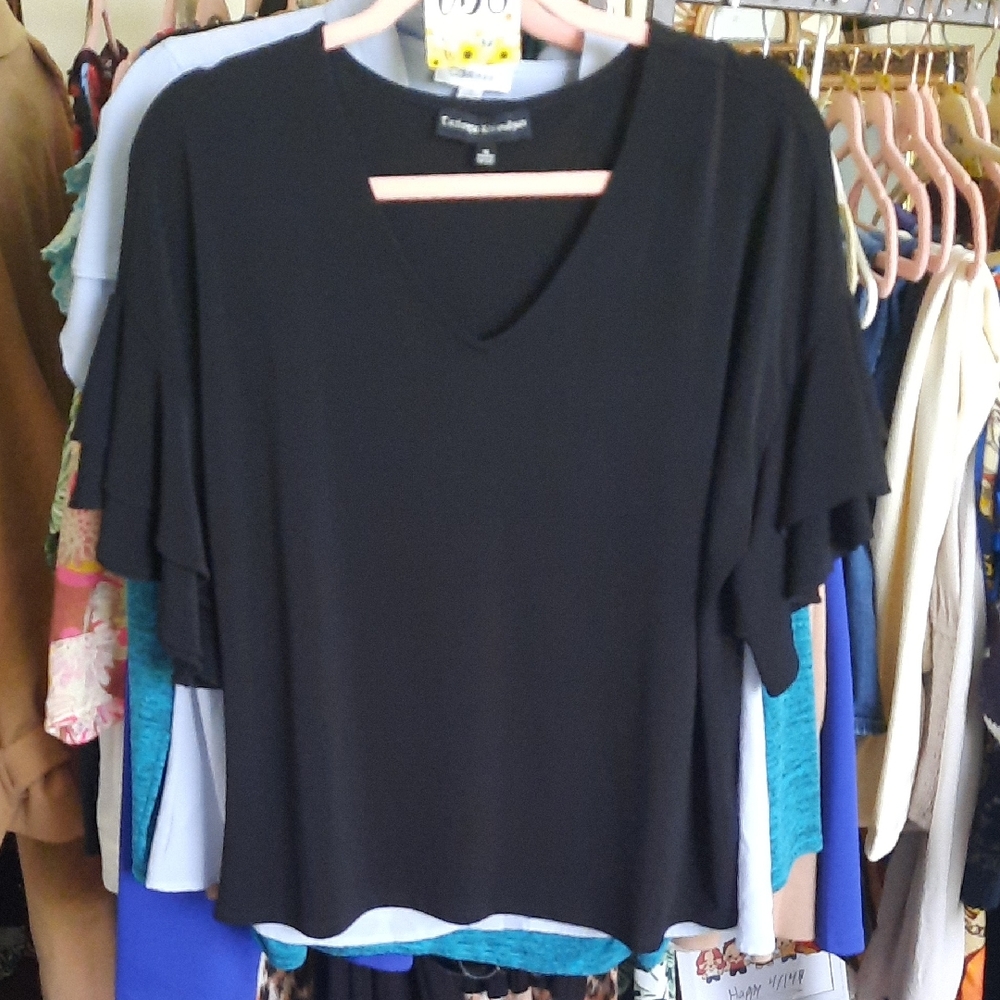 #38 Elegant Black V-Neck Top
